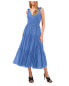 Фото #1 товара Vince Camuto Women's Tie-Shoulder Smocked Midi Dress in Blue Jay Size M