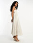 Фото #1 товара ASOS DESIGN satin bandeau trapeze midi dress in champagne