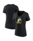 ფოტო #1 პროდუქტის Women's Black Oregon Ducks Evergreen Logo V-Neck T-shirt