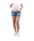 ფოტო #1 პროდუქტის Maternity Denim Shorts with Fray Hem