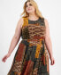 ფოტო #3 პროდუქტის Plus Size Patchwork-Print Jersey Midi Dress