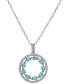 ფოტო #1 პროდუქტის Blue Topaz (1-7/8 ct. t.w.) & Lab-Grown White Sapphire (1/5 ct. t.w.) Double Circle 18" Pendant Necklace in Sterling Silver