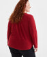 ფოტო #2 პროდუქტის Plus Size Floral-Embroidered Henley Top, Created for Macy's