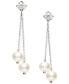 ფოტო #1 პროდუქტის Cultured Freshwater Pearl (6-6-1/2mm) & Cubic Zirconia Double Chain Drop Earrings in Sterling Silver