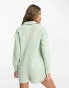 Фото #6 товара Chelsea Peers button front long sleeve romper with pocket detail in sage green