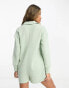 Chelsea Peers button front long sleeve romper with pocket detail in sage green