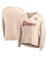 Фото #1 товара Women's Tan Distressed Philadelphia 76ers Go For It Long Sleeve Notch Neck T-shirt