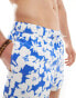 ASOS DESIGN swim shorts in short length in blue floral print BLAU, M - W34 - фото #3