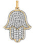 Фото #1 товара Esquire Men's Jewelry cubic Zirconia Pavé Hamsa Hand Pendant in Sterling Silver & 14k Gold-Plate, Created for Macy's