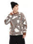 Фото #1 товара The North Face Essential oversized fleece sweatshirt in brown geo print Exclusive at ASOS