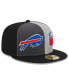 Фото #4 товара Men's Gray, Black Buffalo Bills 2023 Sideline 59FIFTY Fitted Hat