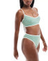 Фото #4 товара ASOS DESIGN contrast binding hidden underwire crop bikini in sage green