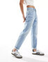 DTT Veron relaxed fit mom jeans in light blue wash Голубой, 34 - фото #4