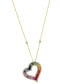 ფოტო #1 პროდუქტის EFFY® Multi-Sapphire (2-1/20 ct. t.w.) & Diamond (1/2 ct. t.w.) Heart 18" Pendant Necklace in 14k Gold