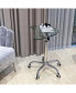 Adjustable Height Transparent Tempered Glass Table Desk Table With Lockable Wheels