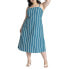 Plus Size Stripe Linen-Blend Midi Dress