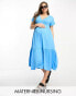 Фото #2 товара Mamalicious Maternity nursing midi dress with frill sleeves in blue