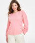 ფოტო #2 პროდუქტის Women's Pointelle-Rib Long-Sleeve Top, Created for Macy's