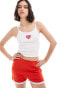 Pull&Bear gingham heart graphic cami in white