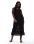 ONLY Curve open knit maxi dress in black