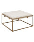 Greenwich 35" Square Upholstered Metal Base Ottoman, Coffee Table