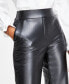 Фото #3 товара Women's Pull-On Faux-Leather Slash-Pocket Pants