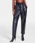 Фото #1 товара Women's Faux-Leather Paperbag Pants, Created for Macy's
