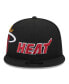 ფოტო #3 პროდუქტის Men's Black Miami Heat Side Logo 9fifty Snapback Hat