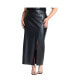 Plus Size Faux Leather Column Skirt With Slit