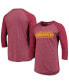 Men's Washington Commanders Threads Burgundy Wordmark 3/4-Sleeve Raglan Tri-Blend T-shirt