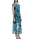 Women's Wave-Print Mesh Maxi Dress