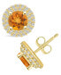 ფოტო #1 პროდუქტის Citrine (1-1/2 ct. t.w.) and Diamond (1/2 ct. t.w.) Halo Stud Earrings in 14K Yellow Gold