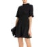Фото #1 товара Aqua 253758 Womens Short Sleeve Ruffled A-Line Dress Solid Black Size X-Small