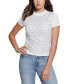 Фото #1 товара Women's Rhinestone-Logo Mock-Neck Short-Sleeve Top