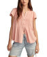 Фото #1 товара Women's Cotton Pintuck-Pleated Flutter-Sleeve Blouse