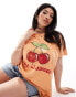 Yours cherry t-shirt in coral Красный, EU 58-60 - фото #2