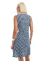 Фото #3 товара Monki sleeveless mini seersucker dress with ruched sides and cut out detail in dark blue and black gingham check