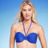 Фото #2 товара Women's Lightly Lined Ribbed Halter Bikini Top - Shade & Shore Blue 38C
