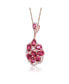 Фото #2 товара Sterling Silver 18K Rose Gold Plated Multi Color Cubic Zirconia Pendant Necklace