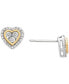 ფოტო #1 პროდუქტის Diamond Heart Stud Earrings (1/10 ct. t.w.) in Sterling Silver & 14k Gold