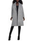 Фото #5 товара Women's Textured Double-Breasted Notched-Collar Coat