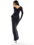 Фото #7 товара NA-KD rouched maxi dress in black