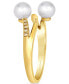 Фото #3 товара Vanilla Pearls (5-6mm) & Nude Diamond (1/20 ct. t.w.) Bypass Ring in 14k Gold