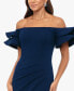 Фото #4 товара Women's Off-The-Shoulder Scuba Crepe Sheath Dress