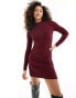 Фото #2 товара Hollister mock neck knitted dress in burgandy