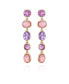 Gold-Tone Lilac Violet Glass Stone Linear Dangle Drop Earrings