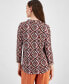 Фото #2 товара Women's V-Neck Printed 3/4-Sleeve Top, Created for Macy's