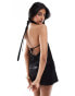 Фото #4 товара ASOS DESIGN satin halter plunge cami top in black