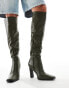 Фото #4 товара Public Desire Acquilla heeled knee boots with square toe in olive PU