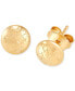 Фото #1 товара Etched Texture Button Stud Earrings in 14k Gold